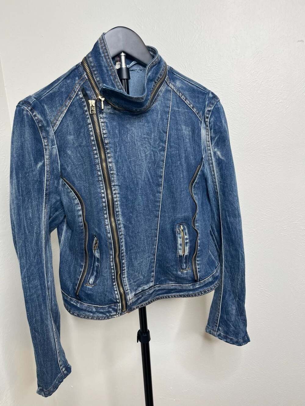 Denim Moto Jacket | Biker Jean Jacket, Y2K-Inspired Motorcycle Style